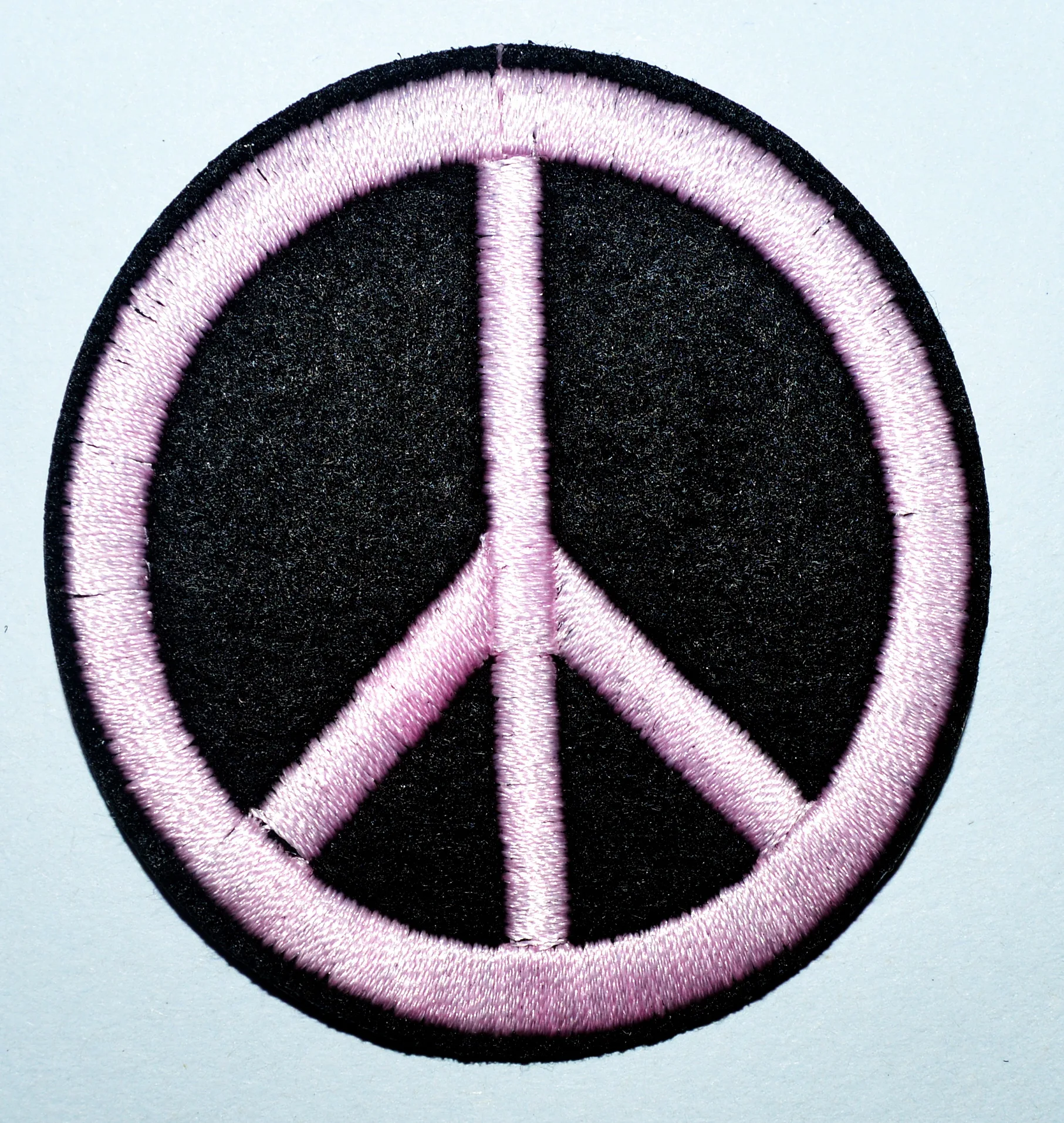 

PINK & BLACK PEACE SIGN SYMBOL hippie retro boho flower power love applique Iron on patch (≈ 5.5 * 6.2 cm)
