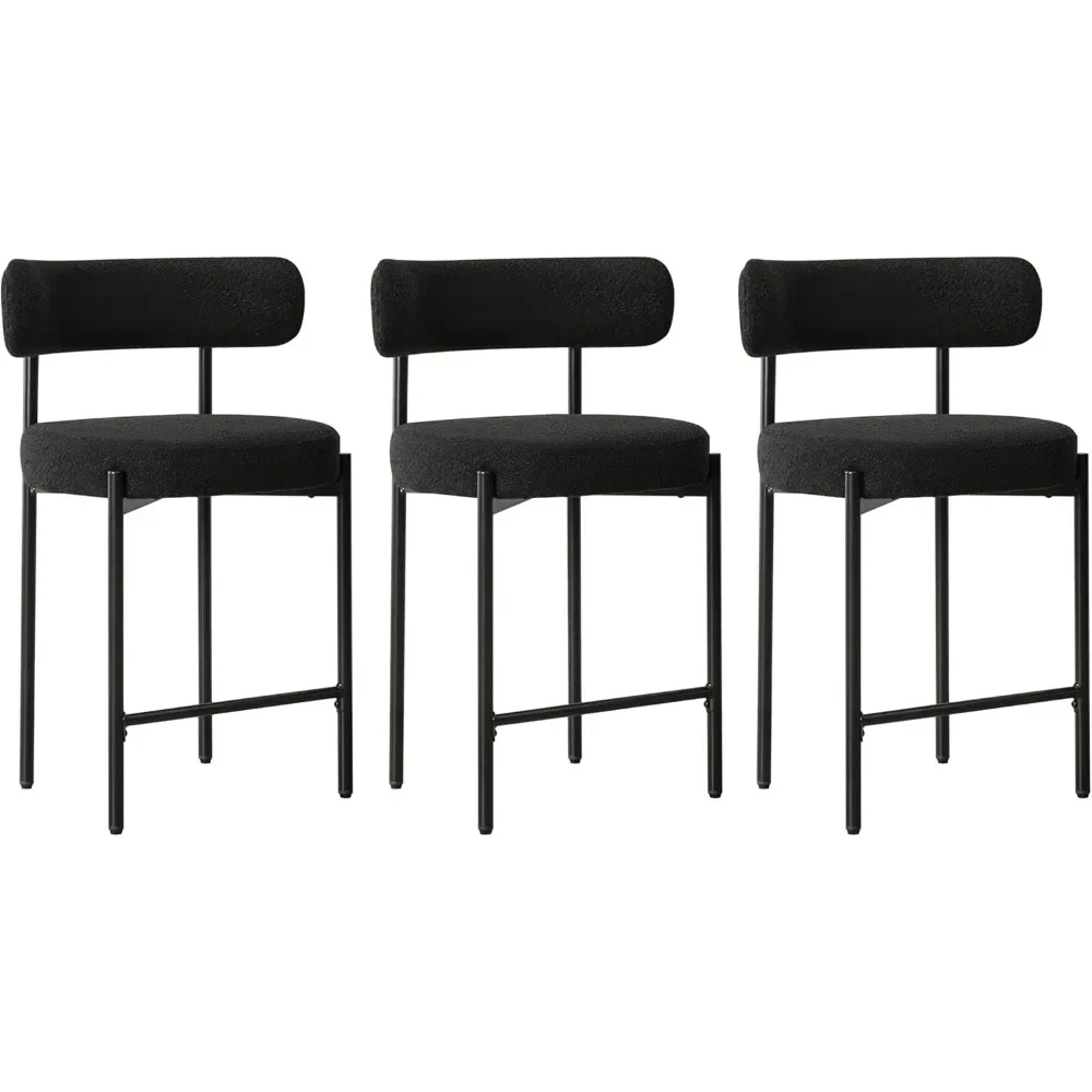 High Quality Counter Stools Set of 3, Black Bar Stools with Backs, for Kitchen Island/Kitchen Counter