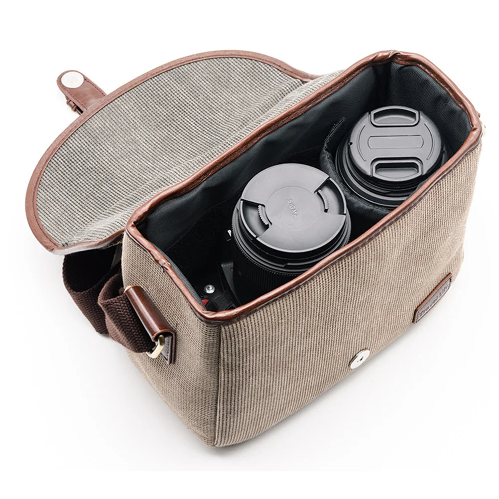 

Multifunctional Camera Bag Khaki Oxford Cloth Shock Absorption Shoulder Handbag Digital Camera Storage for 200d800d