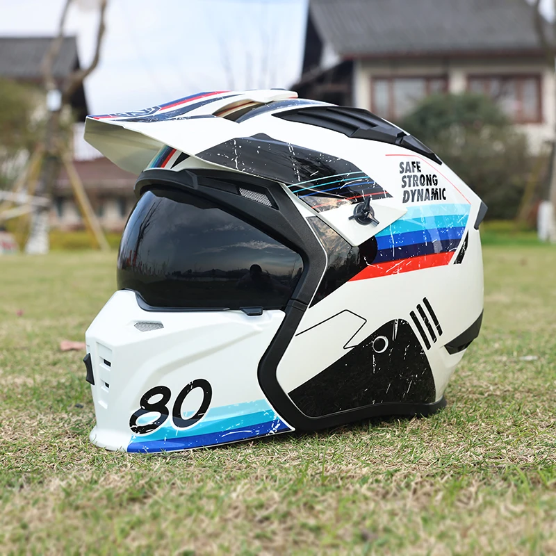 

ORZ-163 Motorcycle Helmet Men's and Women's Retro Street Fighter Combination Helmet Full Helmet Detachable Half Helmet