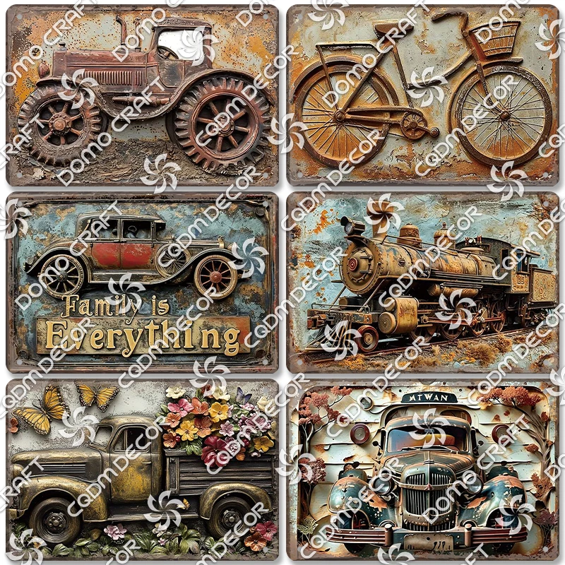 Retro Car Model Plaques Metal Plate Jeep Motorcycle Train Metal Tin Signs Vintage Wall Decor Garage Club Pub Man Cave