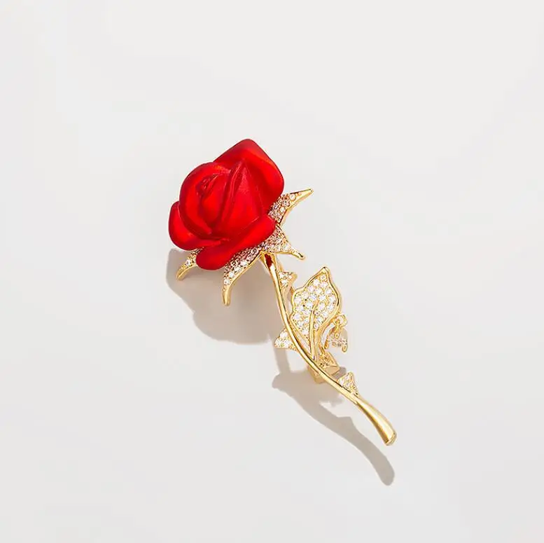 Red Rose Brooch High-end Suit Accessories Pins Fashionable Design Brooches for Women Bridesmaid Wedding Brooch