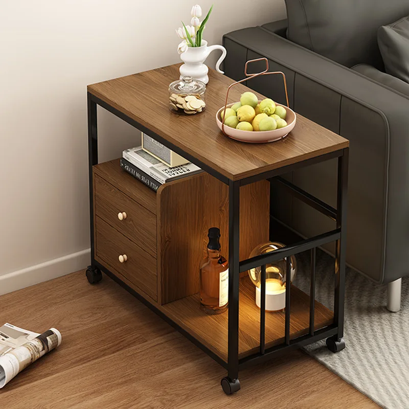 removable sofa side cabinet living room home tea table simple modern wrought iron rack trolley coffee