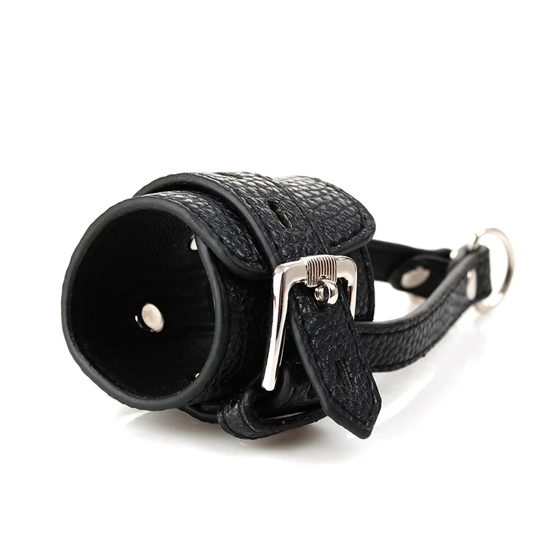 Male Leather Penis Lock Cock Ring Bondage Metal Chain Leader Erection Delay Ejaculation ball stretcher massager Sex Toy For Men