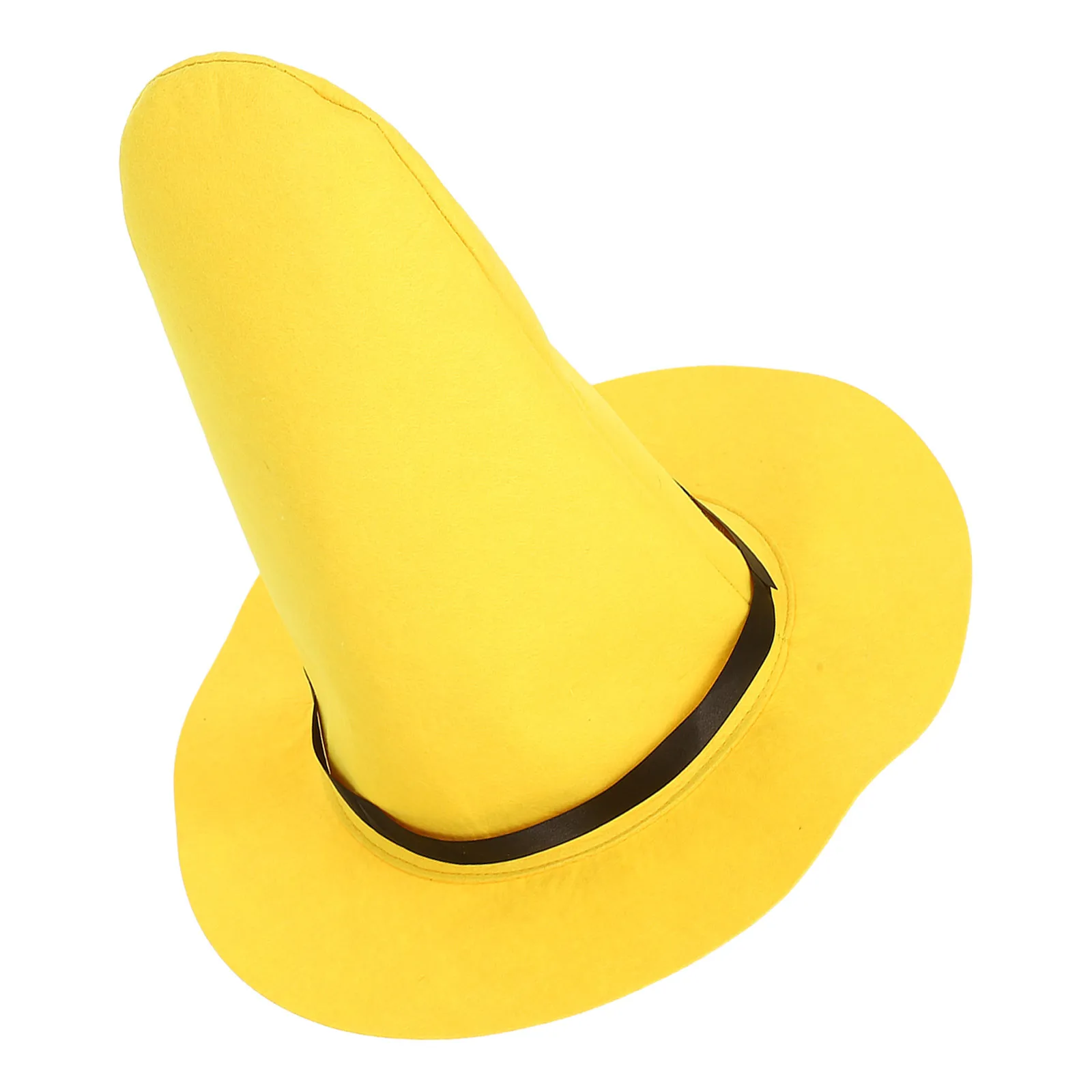 Heksenhoed Halloween kostuumaccessoire gemaakt van verdikt geel vilt voor dames heren kinderen festivals cosplay en binnen buiten