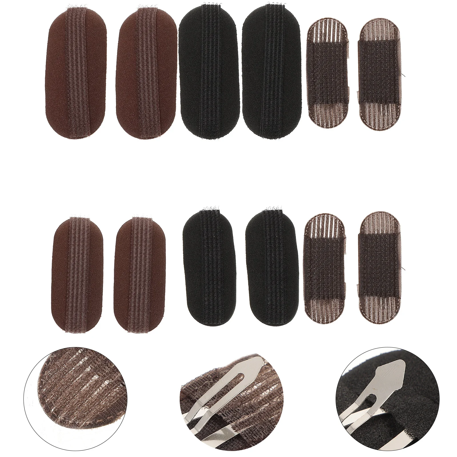 12 Pcs Bb Clip Bangs Hair Base Clips Bun Cushion Volume Bump Environmental Sponge Padding Up Accessories Miss