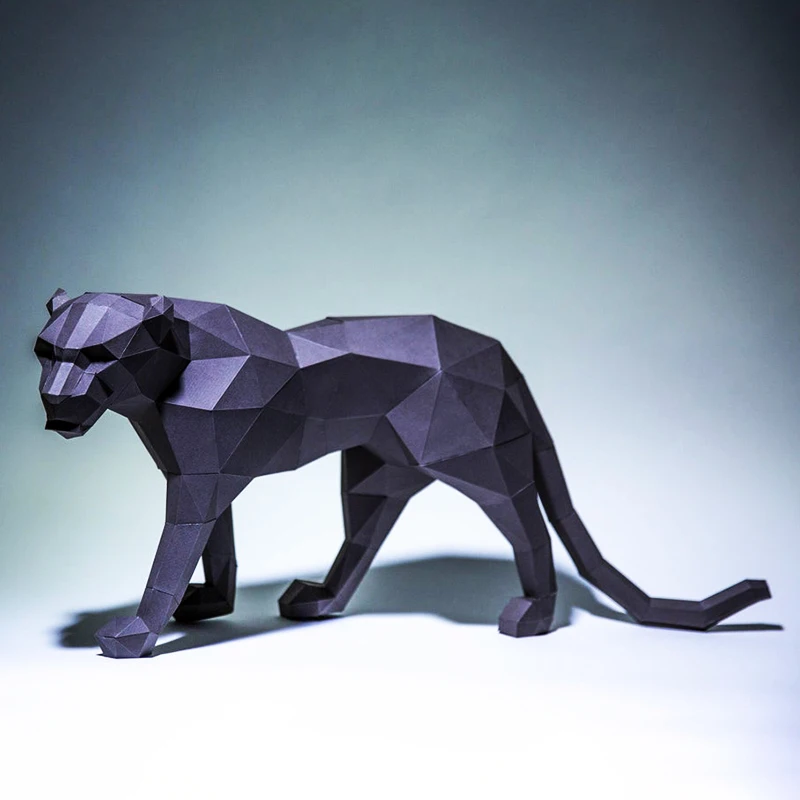 70cm Black Panther Paper Model Crawling Leopard Home Decor Living Room Floor Decoration Animal Ornaments Papercraft 3D DIY Toys