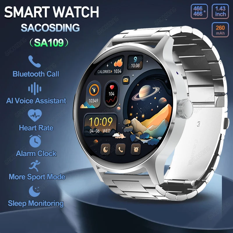 

SACOSDING SA109 Smart Watch Always On Display NFC Clock Bluetooth Call Voice Assistant IP67 Waterproof Sports Fitness Smartwatch