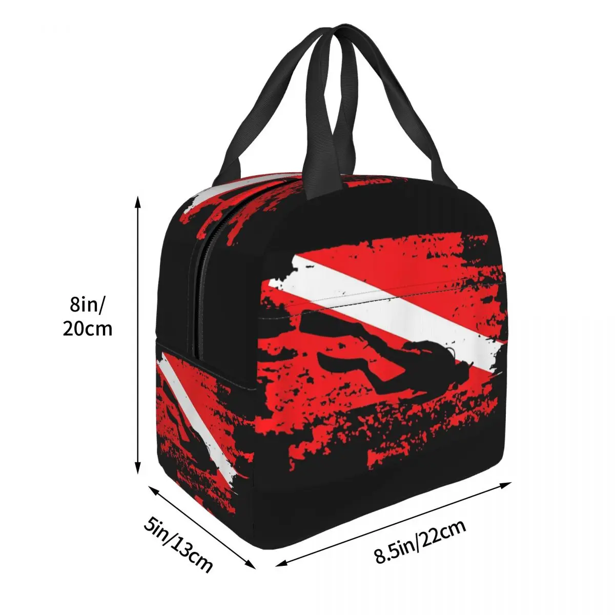 Scuba Diving Diver Down Flag Marine Diver Dive Insulated Lunch Bag for WomenChildren Leakproof Food Boxes Thermal Lunch Box Tote