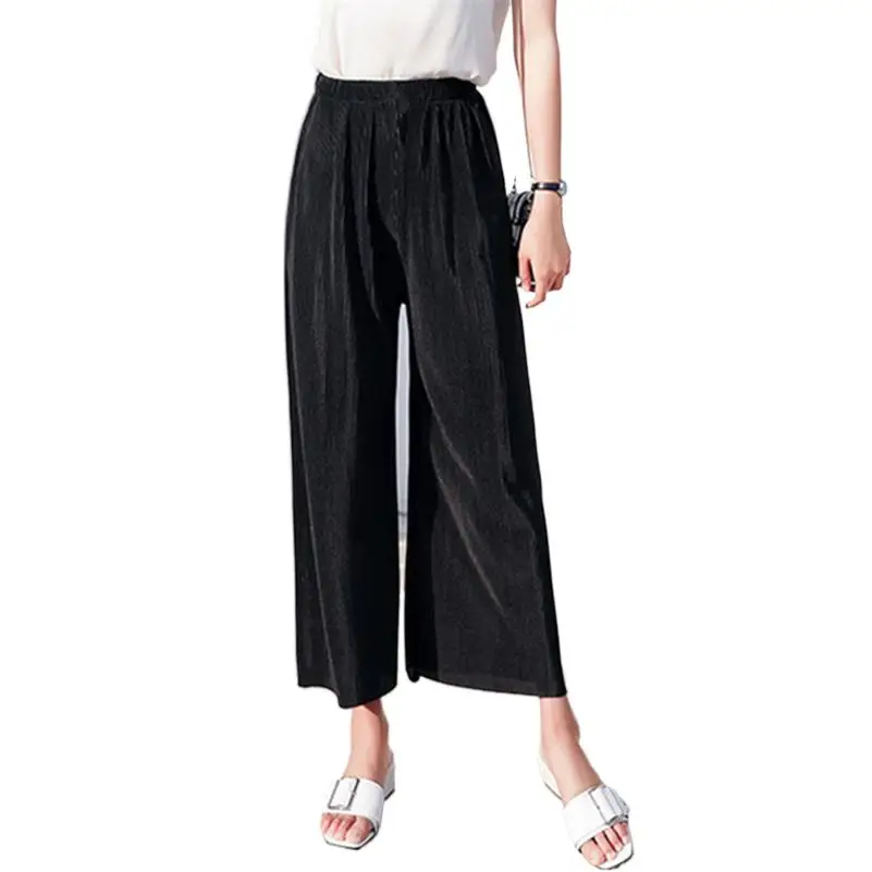 2024 Summer High Waist Ankle-Length Straight Pants Women Solid Wide Leg Pants Korean Casual Holiday Trousers y2k streetwear