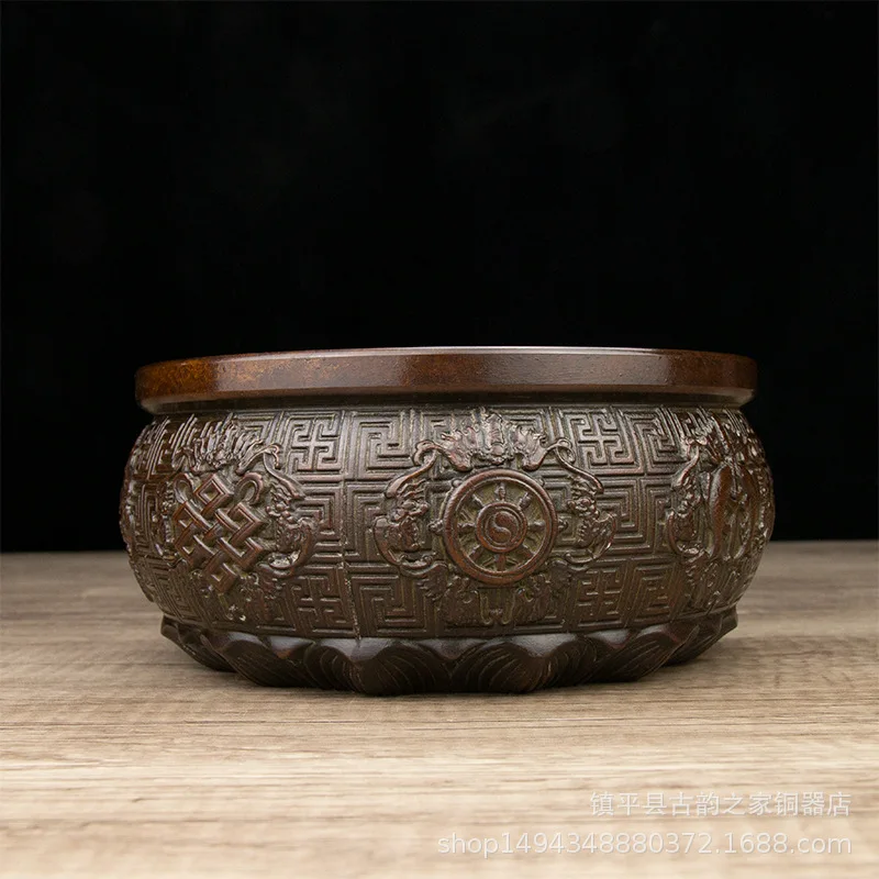 Pure Fine Eight Treasures Cornucopia Ornament Basin Copper Cylinder Decoration Office Living Room Shop Desktop Orn