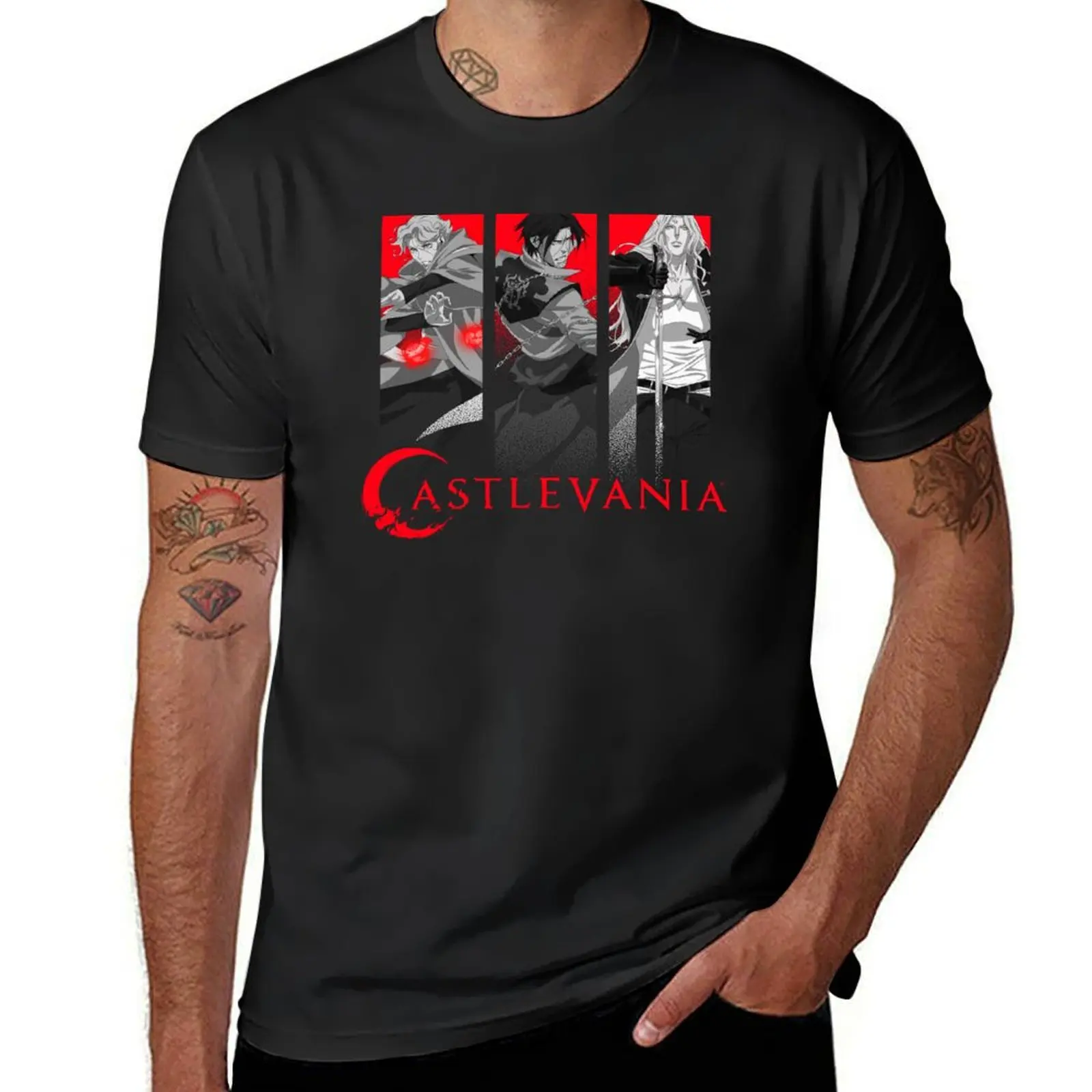 

Castlevania Trio Panels Group Logo T-Shirt summer top heavyweights customs design your own fitted t shirts for men