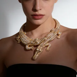 2026 New Fashion Double Crocodile Choker Necklace Women Gold Silver Color Heavy Metal Punk Big Necklace Indian Statement Jewelry