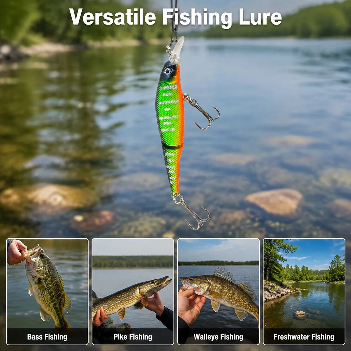 Jointed Minnow Fishing Lures, Segmented Hard Bait With 3D Realistic Fish Eyes, Simulated Fish Scales, Built-in Rattle Balls