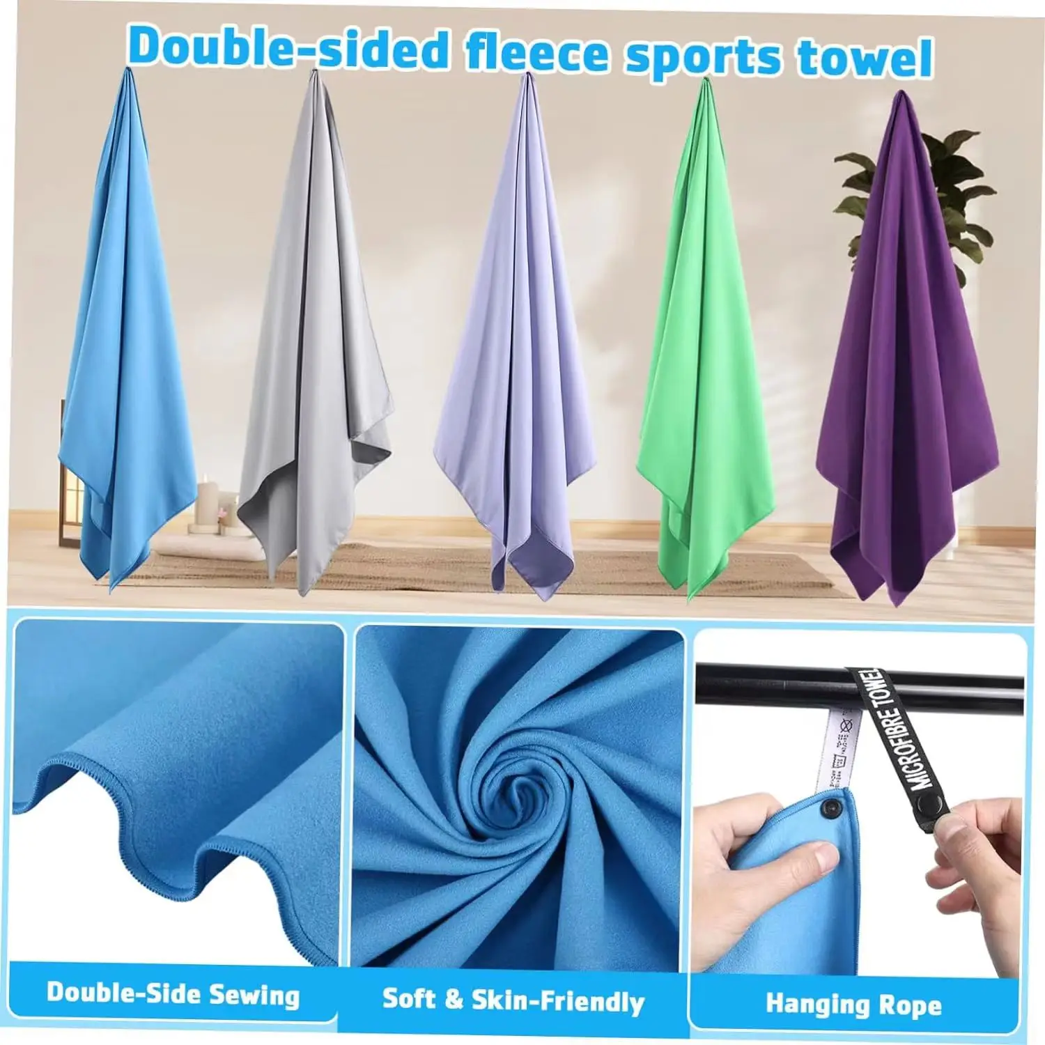 Microfiber Towel With Mesh Bag, Quick Drying Absorbent Towels For Camping, Gym Yoga, Backpacking, Hiking