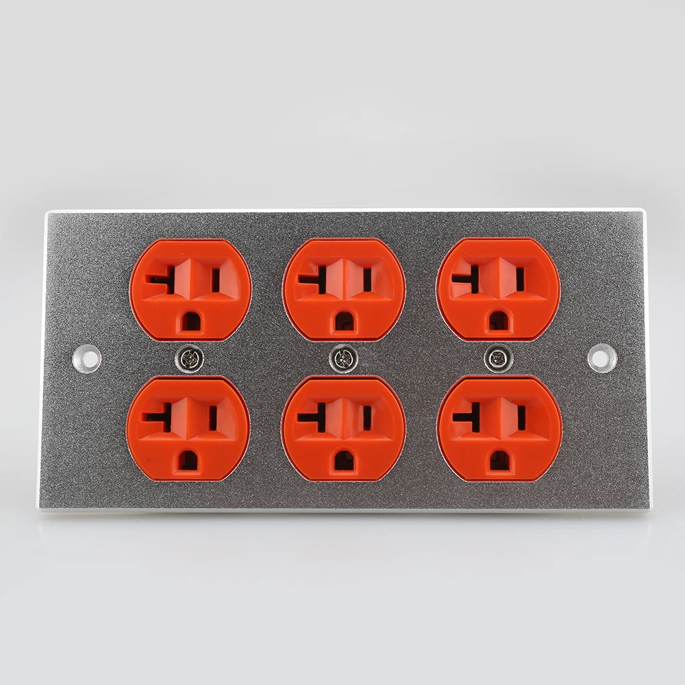 6 Hole American Standard Socket Panel US Jack Power Connector 3 Pins Electrical Plug Socket Receptacles Cover Aluminum US Plate