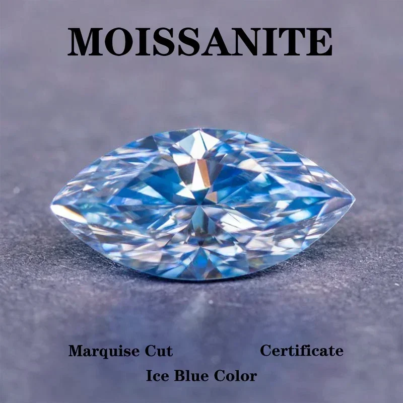 

NEW Moissanite Stone Marquise Ice Blue Color for Charms Jewelry Making DIY Ring Necklace Earrings Materials with Certificate