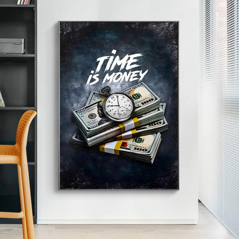 

Quotes Poster Inspirational Canvas Painting Time Is Money Wall Art Inspire Office Study Room Decor Painting Pictures Prints