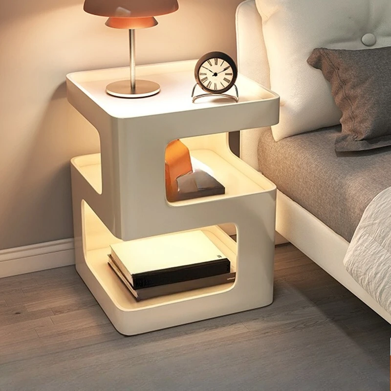 

Bedside table Small creative wrought iron bedside table Modern simple light luxury household bedroom bedside rack