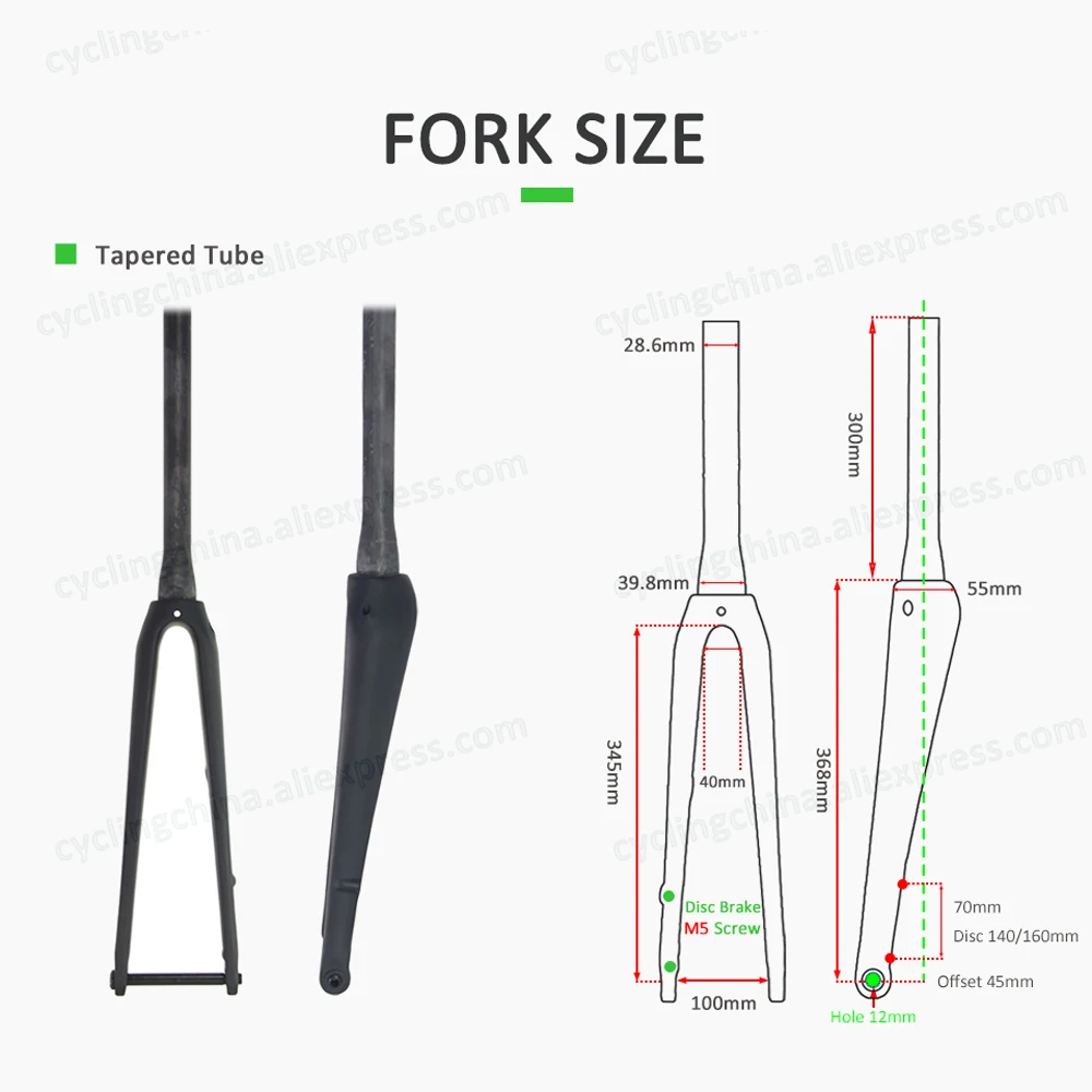 Nologo 700C Disc Brake Thru Axle Road Bike Fork UD Gloss/Matte Full Carbon Hidden Internal Cable Road Front Fork Bicycle Parts