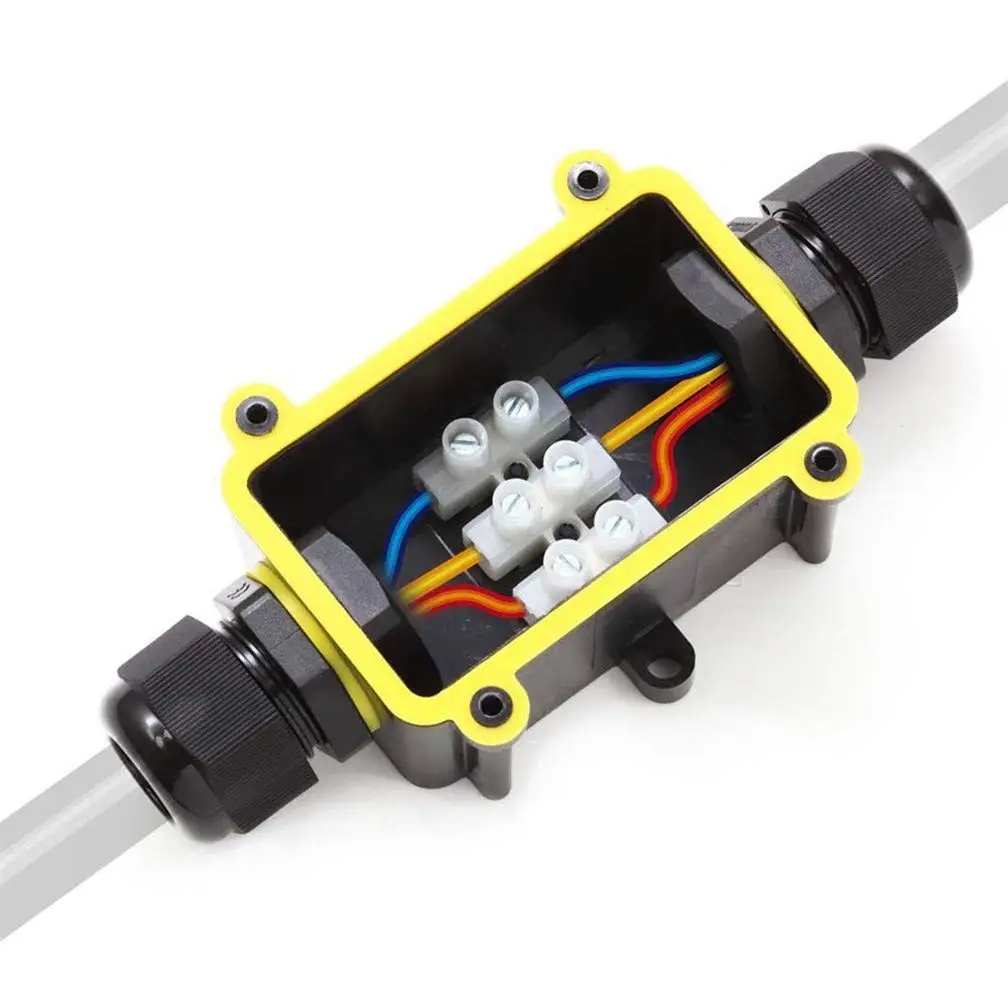 Junction Box Waterproof IP68 2 Way Plug Line M20 Coaxial Cable Connector Wire Range 5 to 12mm Outdoor Electric Power Cord Boxes