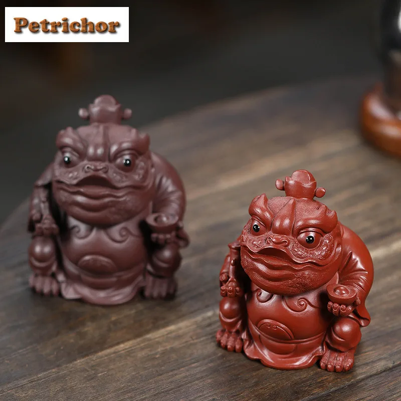 

Yixing Purple Clay Ruyi Wealth-attracting Golden Toad Tea Pet Zen Tea Games Tea Figurine Play Toys Tea Statue Ornaments Supplies