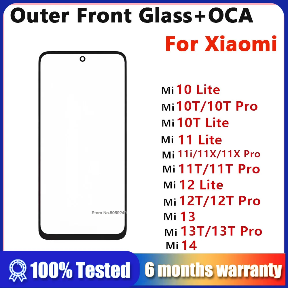 LCD Screen Outer Glass Laminated OCA For Xiaomi Mi14 13T 13 12T 11i 11X Pro 11T 10T 12 Lite Front Touch Screen Panel Replacement