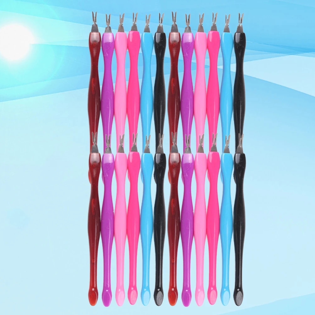 

48pcs 1 Set Cuticle Remover Dead Skin Fork Nail Art Tool Stainless Steel V-Shaped Trimmer Pusher For Manicure (Pink Rosy Purple