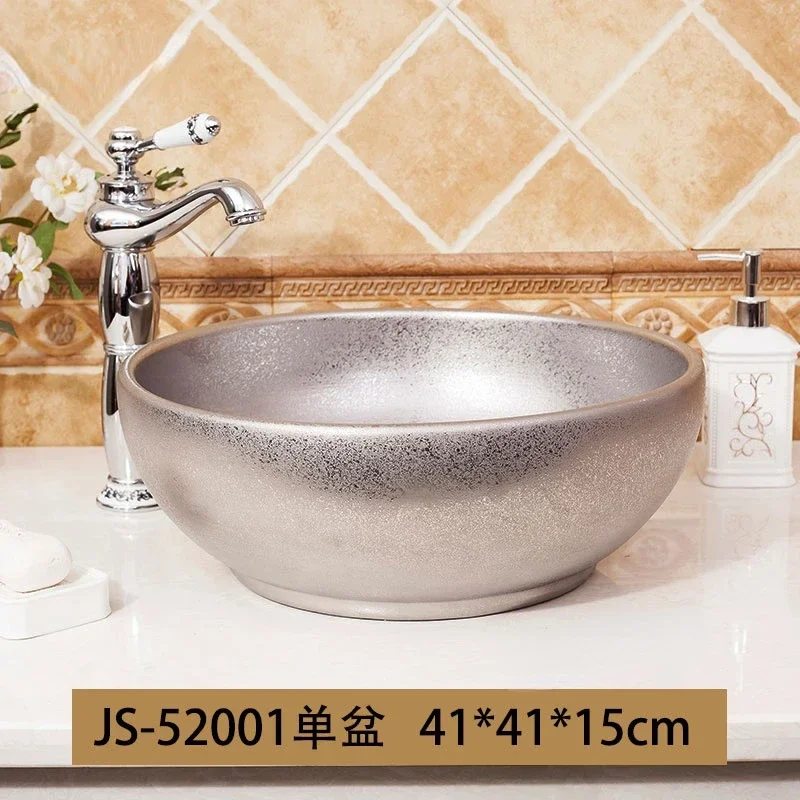 Golden Bathroom Sinks Modern Kitchen Sink Creative Bathroom fixtures Round Wash Basin Toilet Ceramic Luxury Countertop Basin