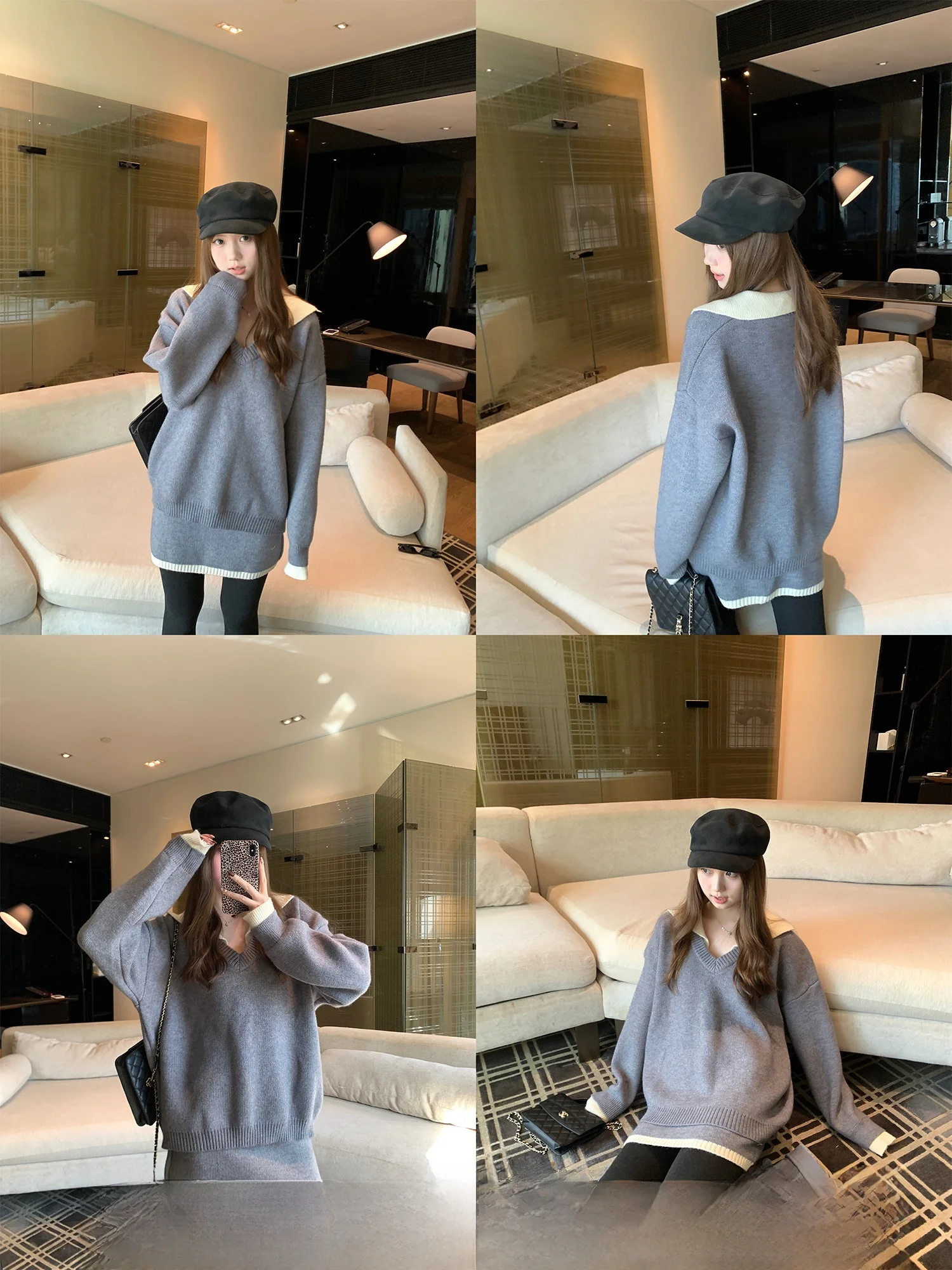 

Зимний модный вязаный свитер и юбка Tokyo Sweet Heart, комплект с V-Ne Thiened Color Blo Design, женский ансамбль