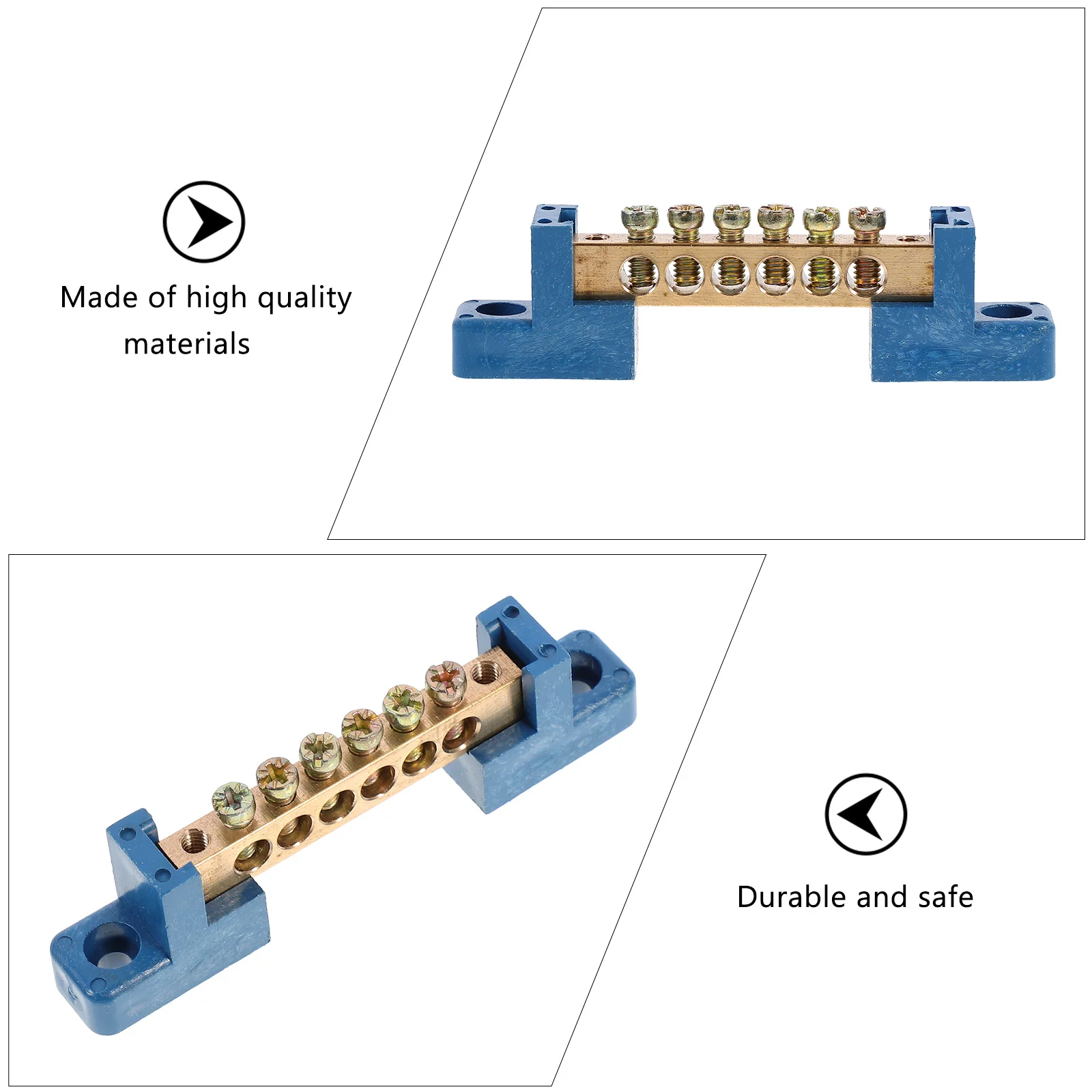 

5pcs Brass Terminal Block 6 Positions Grounding Bus Bar For Distribution Box Power Cabinet Car Boat Marine Electrical Connection
