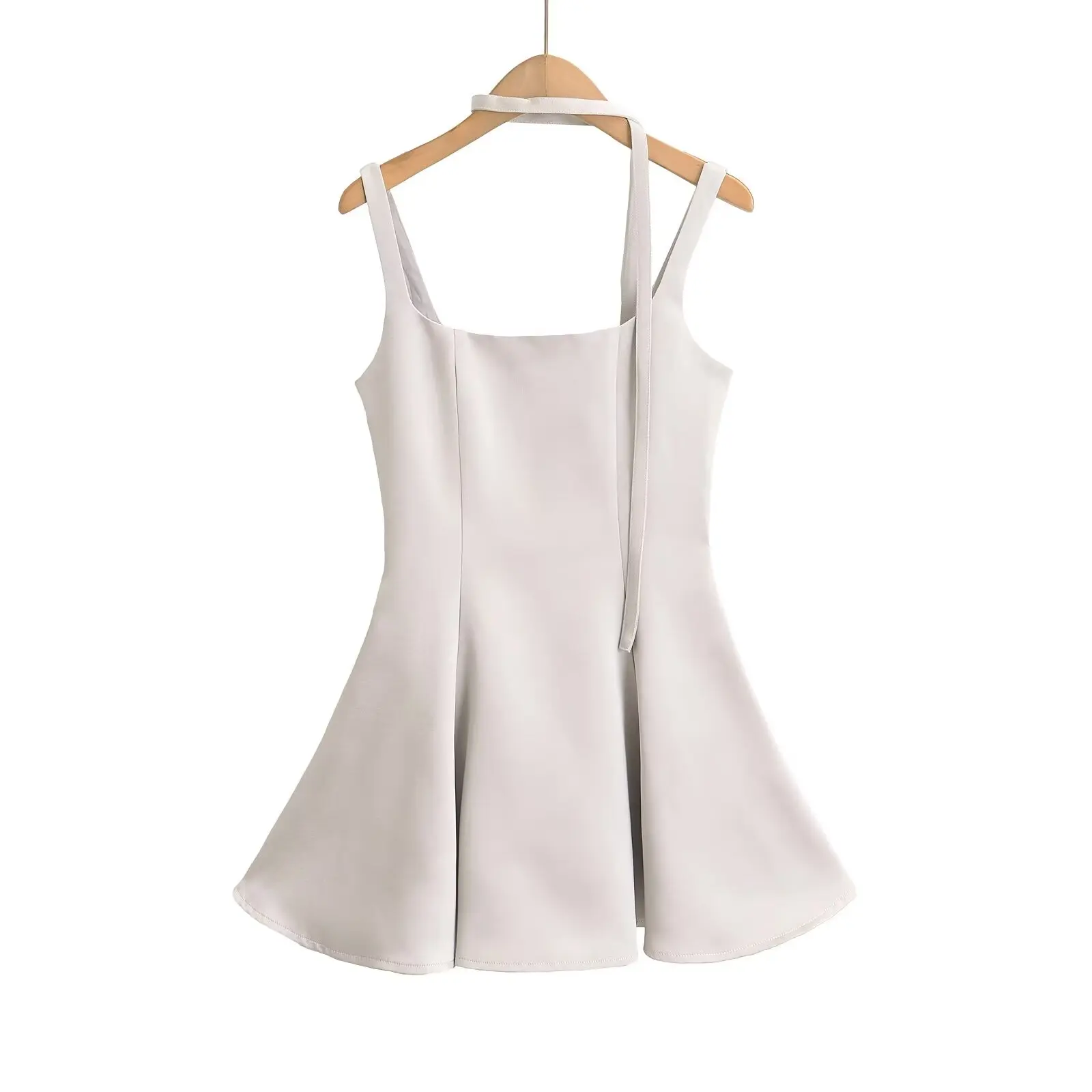 3 colors 2024 Summer Slash Collar Sling Mini Satin Dresses with Scarf Sexy Women Slim Waist A-Lined Swing Party Robe Vestidos