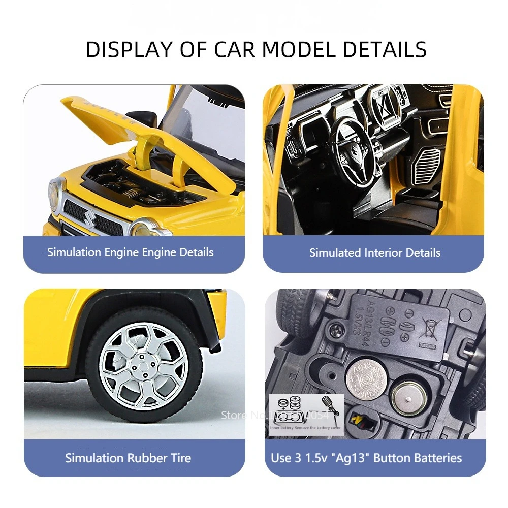 1/22 Suzuki HUSTLER Toys Model Car Metal Diecast Cars 6 Doors Can Opened Alloy Body Sound Light Pull Back Toy Boy Festival Gift