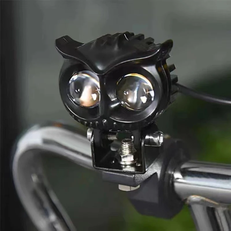 Motorcycle Refit Fog LED Light DC 12-85V Owl Auxiliary Spotlight for eBike Car ATV Buggy Car Lamp Accessories White Amber