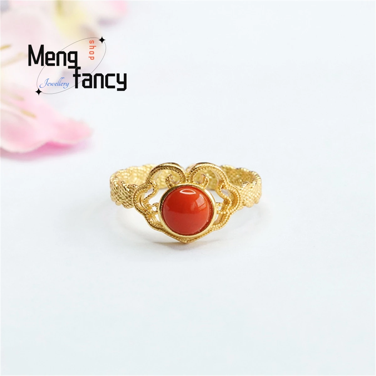 

Natural S925 Silver Southern Red Agate Auspicious Cloud Ring Simple Elegant Personalized Fashion Versatile Women Luxury Jewelry