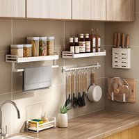 Kitchen Self-adhesive Spice Organizer Rack No Drilling Seasoning Bottle Storage Rack Kitchen Supplies Storage accessories set