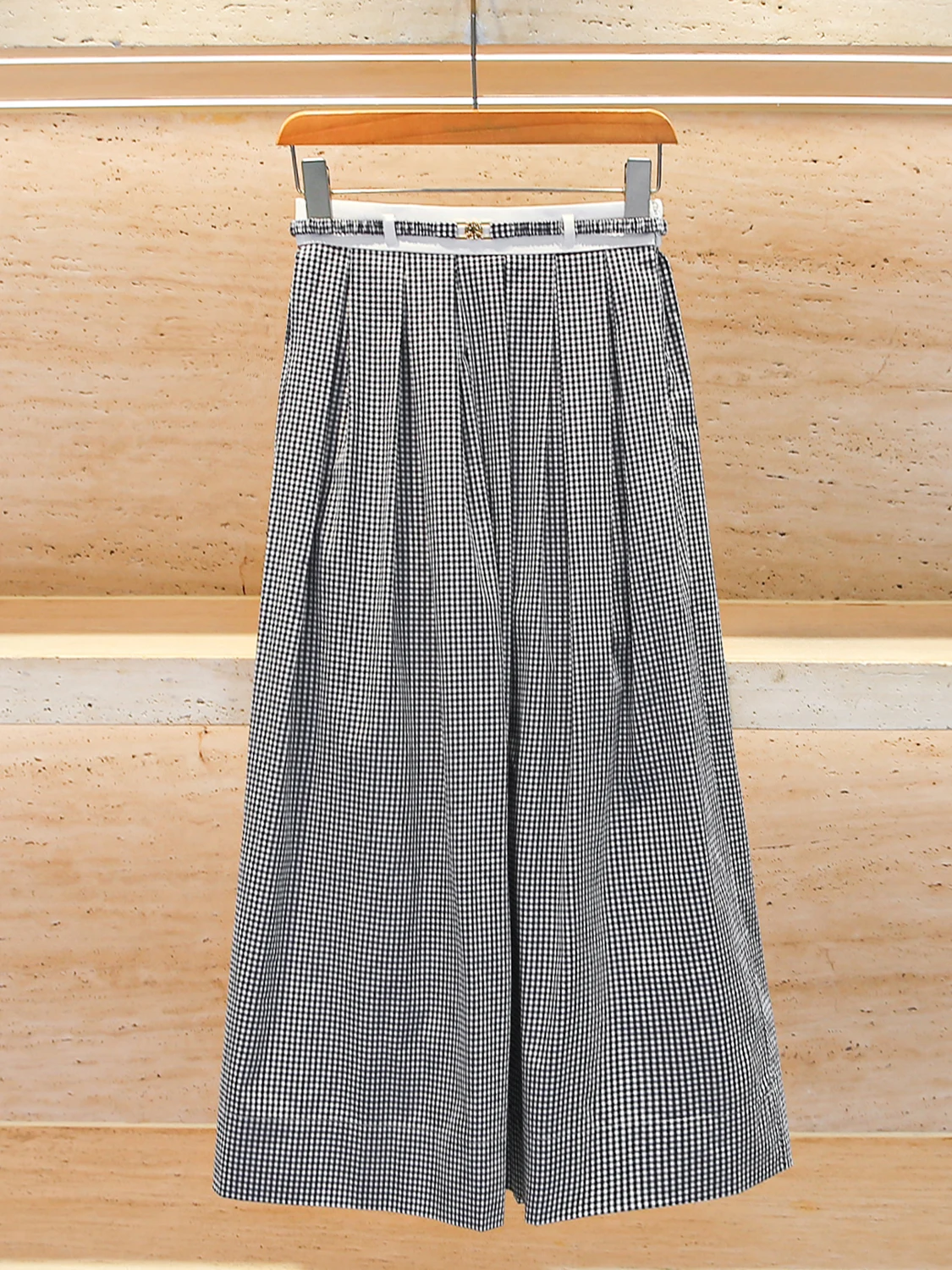 

M Home Nan You High End Women's Long Elastic Waist Skirt Summer College Sle Patterned A-Line Midi Skirt for Busin Commute