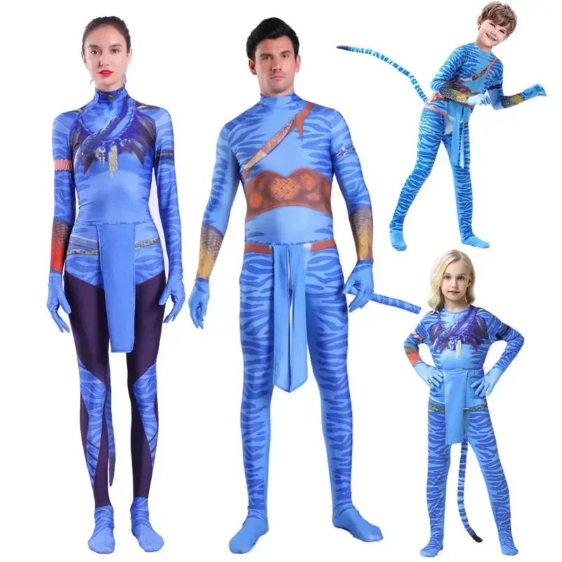 

Coslan Avatar 2 Costume Cosplay Bodysuit Jake Sully Neytiri Jumpsuits Halloween Party Kid Adult Costumes Props