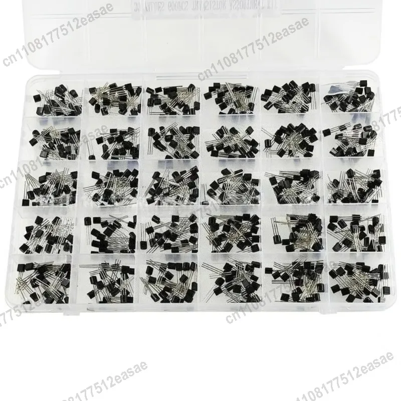 600PCS TO-92 Transistor Assortment Kit, 30 Values 20PCS Each NPN PNP Through-Hole DIY Electronic Components