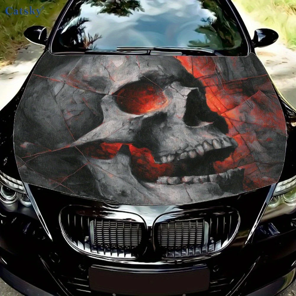 Broken Skull Car Hood Decal Stickers Wrap Vinyl Film Engine Cover Decals Sticker Car Hood Protective Film