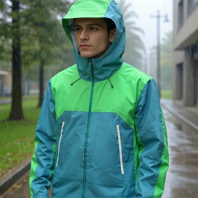

Hard Shell Jacket 3-Layer Fully Taped Waterproof Windproof Outdoor Hiking Coat Color Blocking Rainproof Windbreaker Men Women
