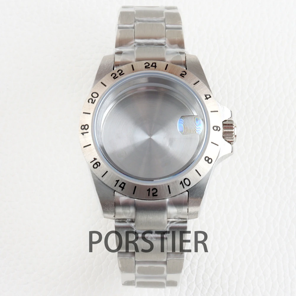39mm EXP 24 Hour Soild Steel Bezel Watch Case for Explorer NH35 NH36 Movement 28.5mm Dial Sapphire Glass jubilee/oyster strap