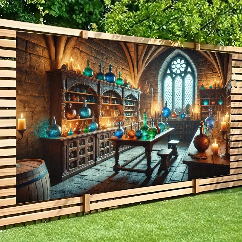 Medieval Fantasy Tapestry Wall Hanging Magic Potion Room Castle Dungeon Art Fabric Poster for Living Room Bedroom Home Decor