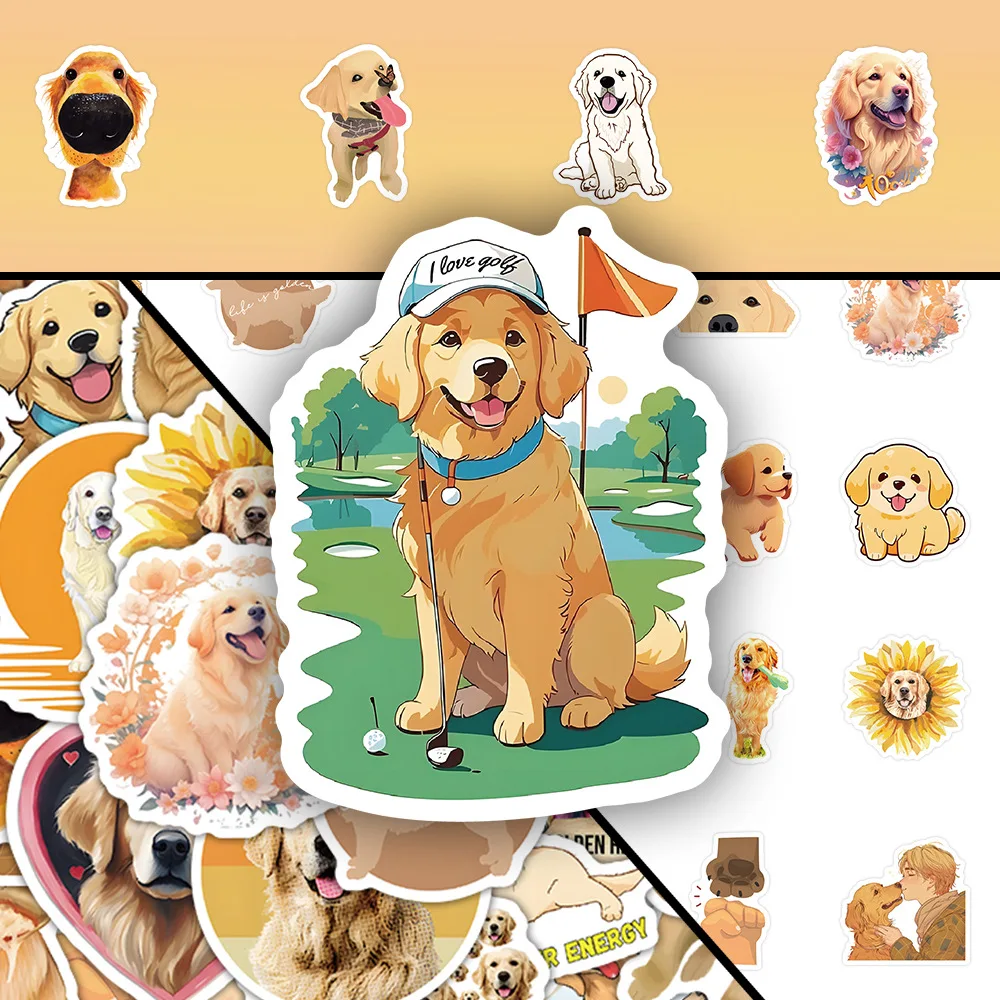 10/30/54 個ゴールデンレトリバー漫画ステッカーかわいい犬ステッカーかわいい動物のおもちゃ荷物ラップトップギターバイク装飾デカール