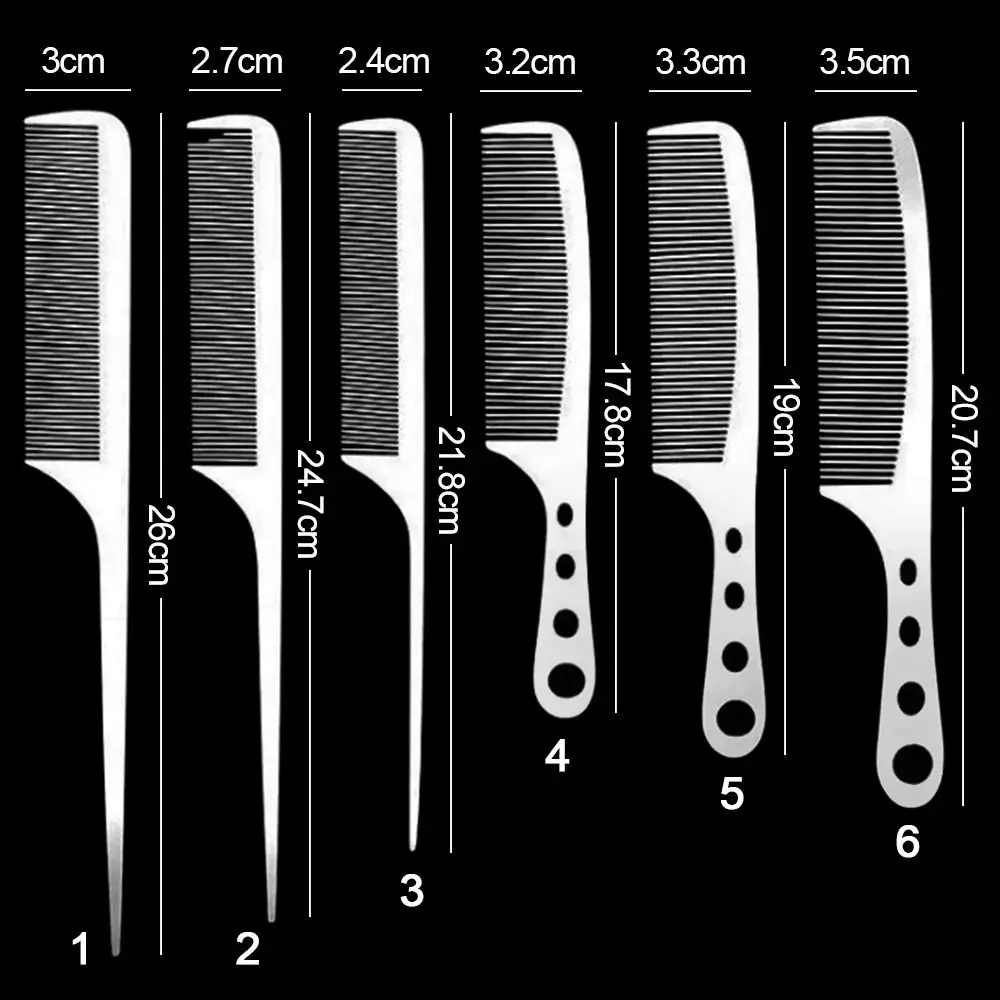 Stainless Steel Anti Static Comb Hair Combs Silver Hairdressing Styling Comb Hair Cutting Tools Ultra-thin Metal Barber Comb