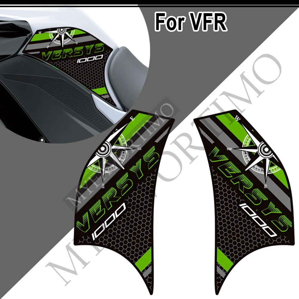 Motocicleta Tanque de Combustível Pad Corpo Adesivo, Roda dianteira Fender, Kit Decal pára-brisa para Kawasaki VERSYS 1000 SE LT