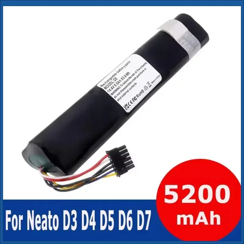 For Neato D3 D4 D5 D6 D7 Robot Vacuum Cleaner Rechargeable Lithium Battery 14.4V 6500mAh New 5200mAh 7800mAh 9800mAh Battery