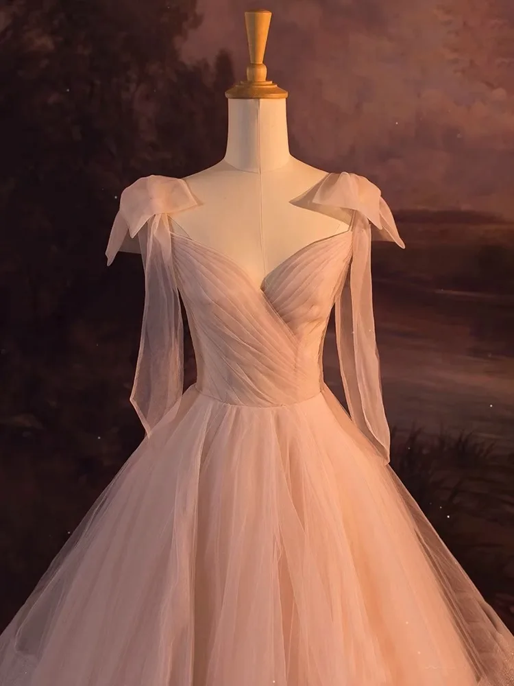 

Pink Evening Gown Luxury Puffy Skirt Host Exam Adult Birthday Par Ball Gown Women's High-End Sweet Sle Long Dr