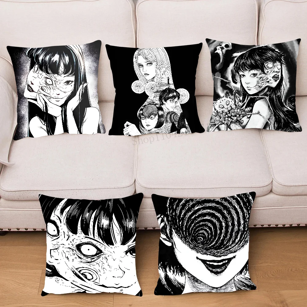 J-Junji Ito Horror Comics Pillow Case Square Pillow Bedroom Sofa Leisure Comfort Cushion Car Living Room Home Decoration