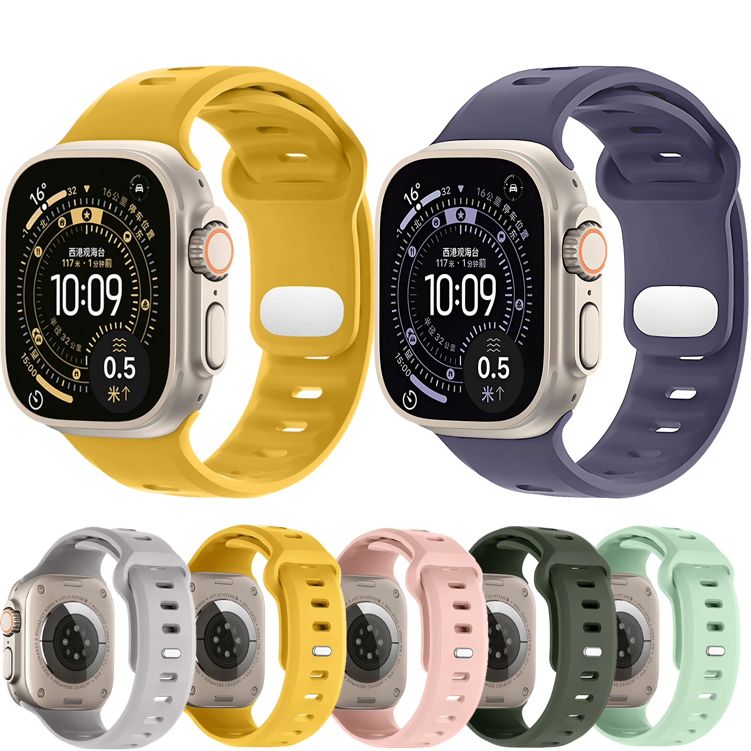 Sportarmband für Apple Watch Ultra 11 10 9 8 7 6 SE, weiches Silikon, atmungsaktives Armband für iWatch 46 mm, 42 mm, 41 mm, 44 mm, 45 mm, 40 mm, 49 mm